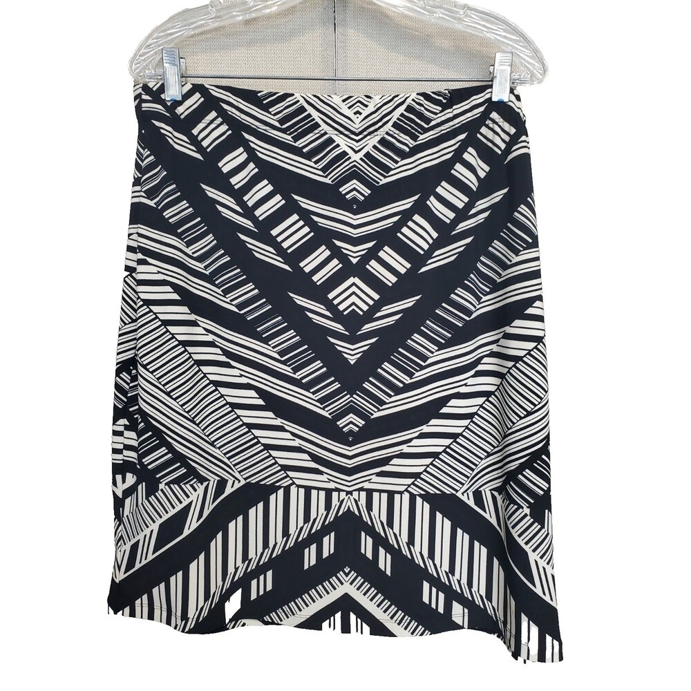 Chico's Stretchy Knit Geo Print Pull-On Elastic Waist Skirt Size 2 Large